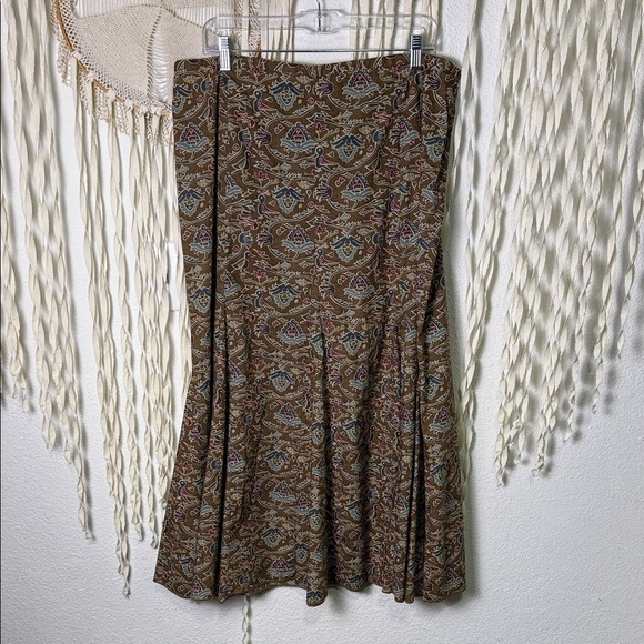 Peruvian Connection Dresses & Skirts - Peruvian Connection Jewel Tone Floral Kick Pleat Midi Length Cotton Skirt 16